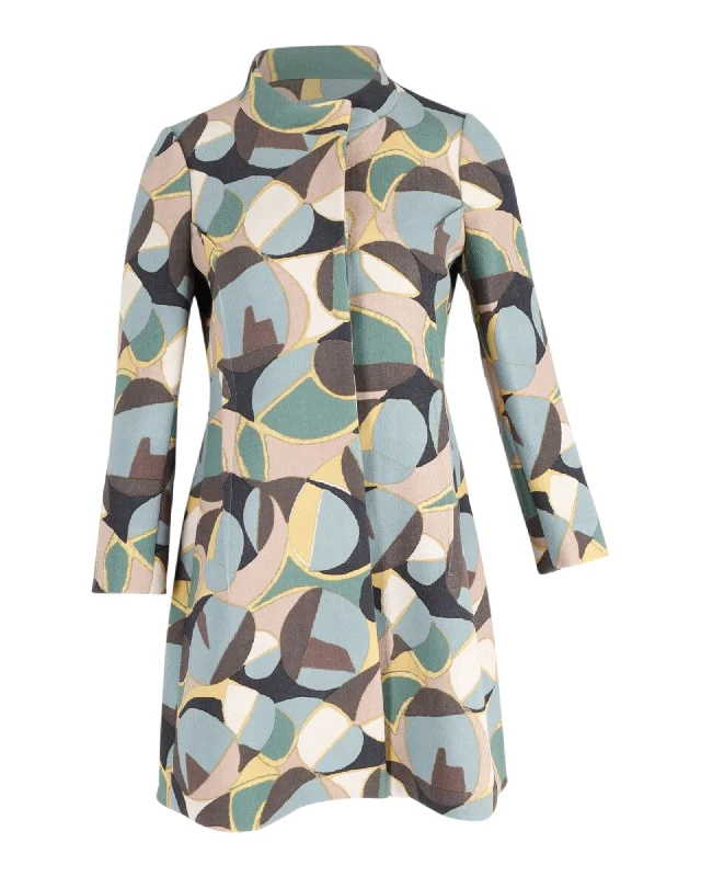 Marni Patterned Coat in Multicolor Wool Affordable Women's Clothing