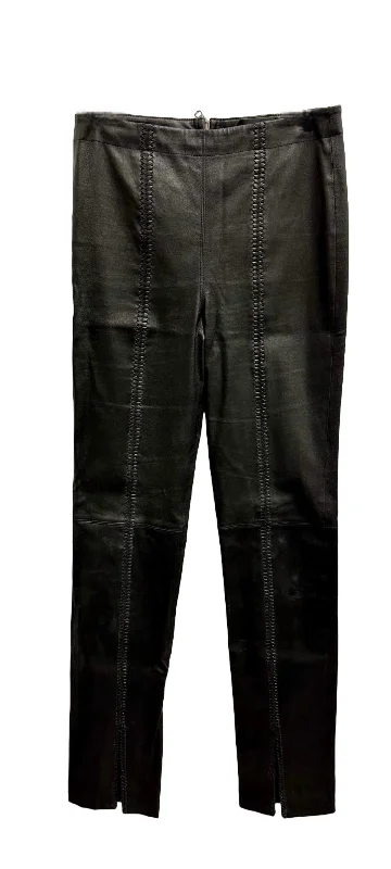 Woven Front Leather Leggings In Black Women Online Clothing Boutiques