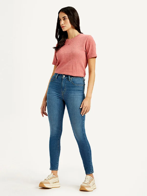 Women's High Rise 721 Skinny Blue Jeans Women's Casual Wear Clothes