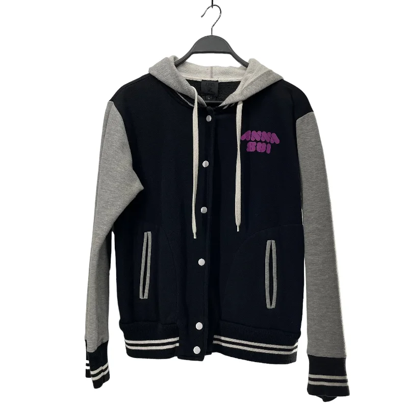 ANNA SUI///Baseball Jkt/L/Plain/Cotton/BLK//W [Designers] Design/grey sleeves Trendy Women's Outfits for Casual Wear