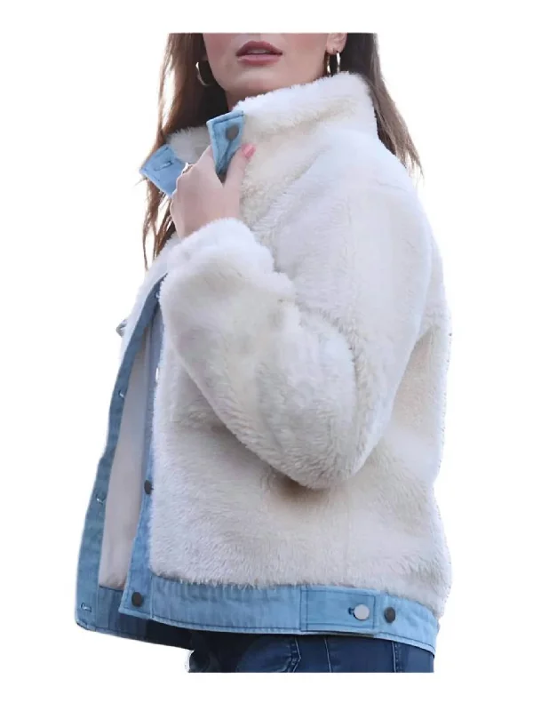 Scout Shearling Jacket In Natural/denim Workwear Fashion for Women