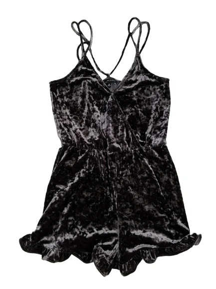 [M] Kendall & Kylie Crushed Velvet Romper Plus-Size Women's Clothing