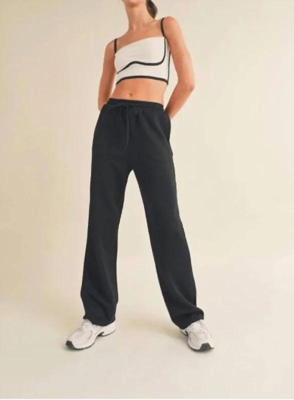 Butter Soft Scuba Wide Leg Jogger In Black Women's Luxury Garments