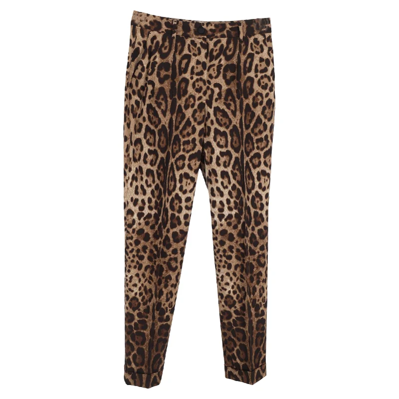 Dolce & Gabbana Slim-Cut Trousers in Animal Print  Cotton Formal Clothing For Women