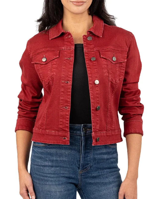 Julia Crop Jacket In Red Women's Outerwear Clothing