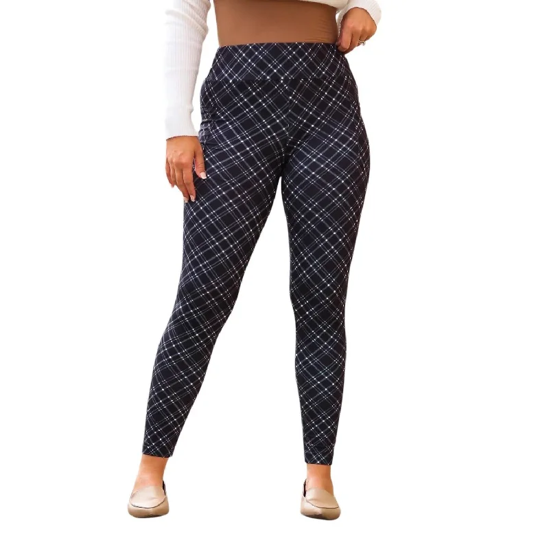 Jillian Plaid Leggings In Grey Women's Evening Outfit