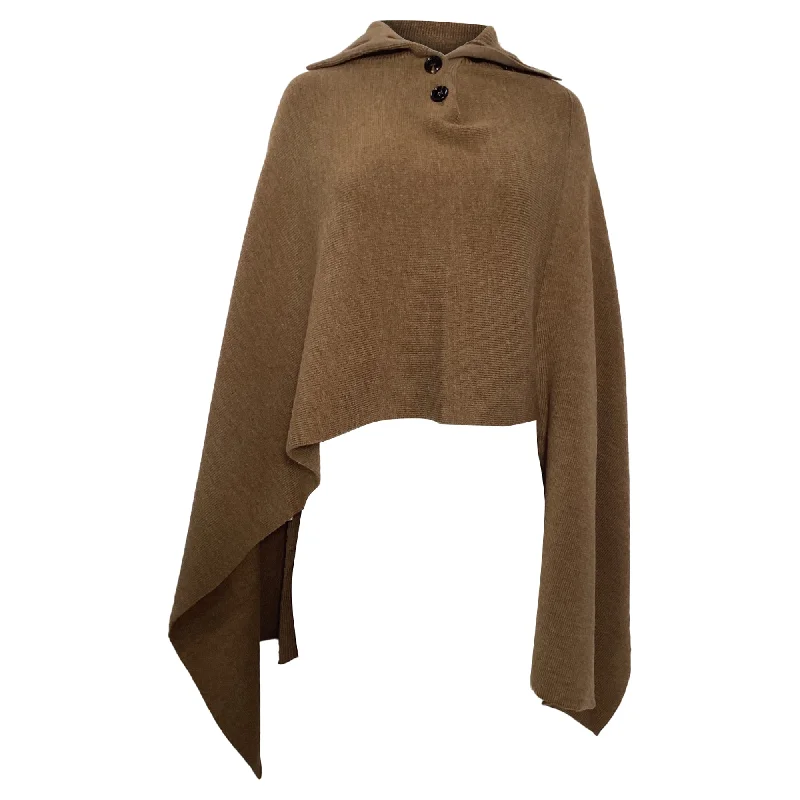 Chloé Shetland Knit Cape in Brown Wool Women's Clothing Apparel