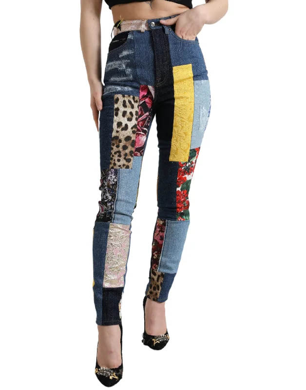 Dolce & Gabbana Vibrant Patchwork Skinny Women's Jeans Women's Clothes For Work Events