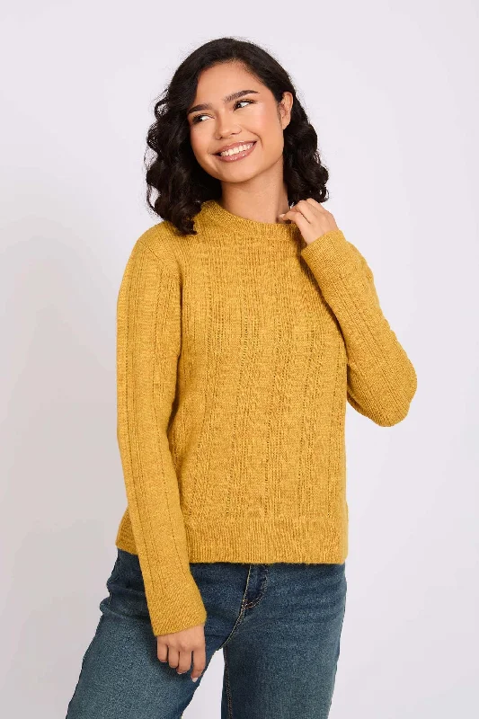 Women Pullover Regular Destroyed Mustard Clearance Sale Online