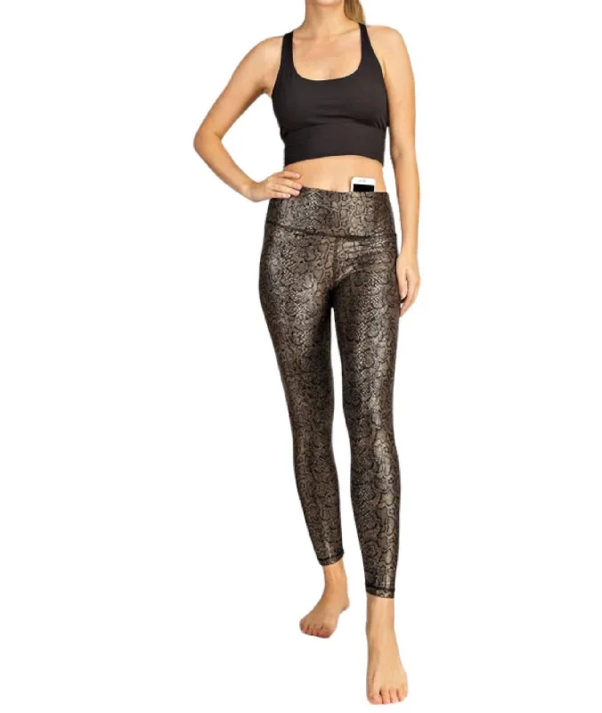 High Waist Leggings In Snakeskin Clothes Of Woman