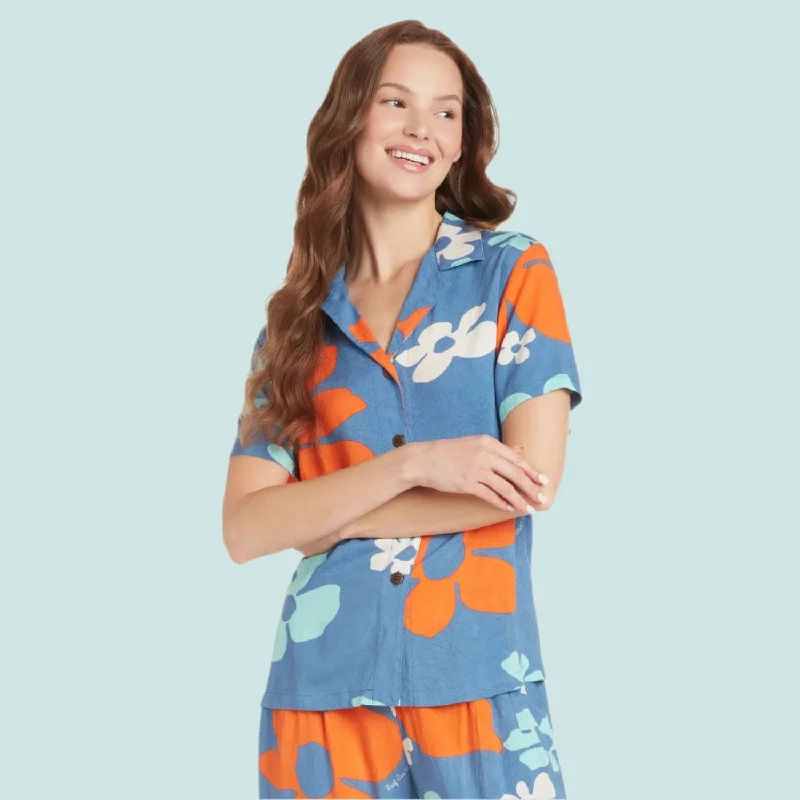 Print Top - Tradewinds Retro Blue End Of Season Sale Clothing