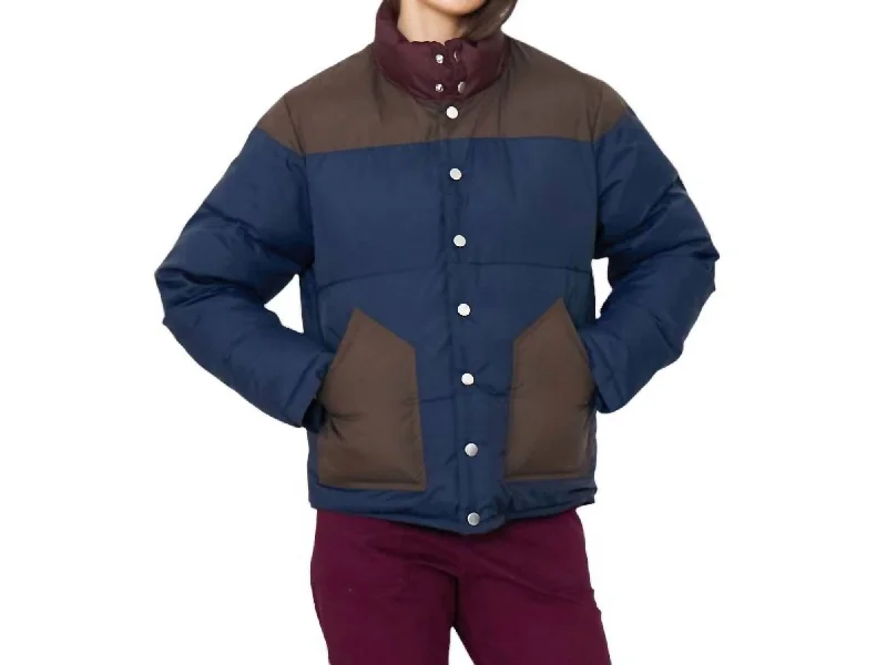 The Bogey Puffer Jacket In Navy/chocolate/merlot Casual Clothing For Women