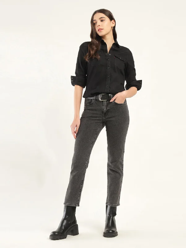 Women's High Rise 724 Slim Straight Fit Black Jeans Women's Casual Apparel For Weekends