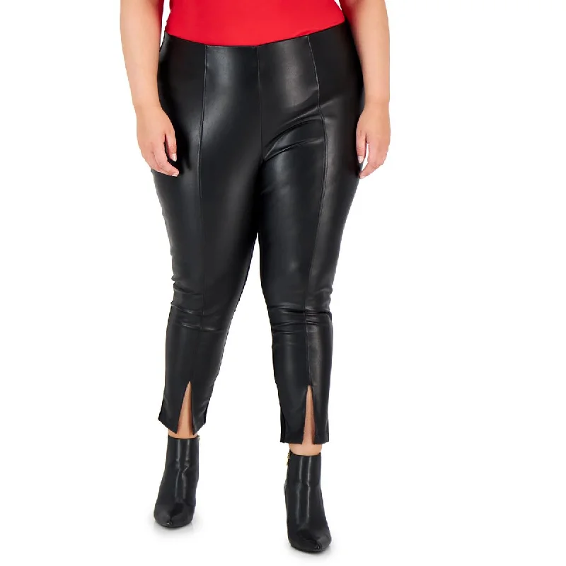 Plus Womens Faux leather Slit Cuffs Ankle Pants Holiday Special Offers