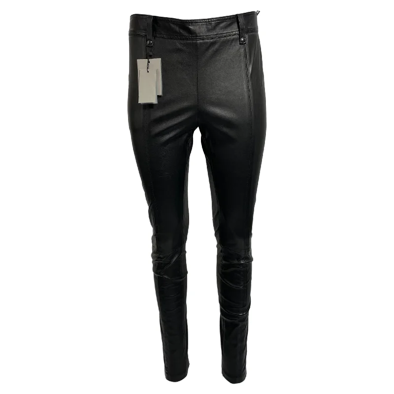 Tom Ford High-Rise Slim-Fit Pants in Black Leather Comfortable Women's Clothing