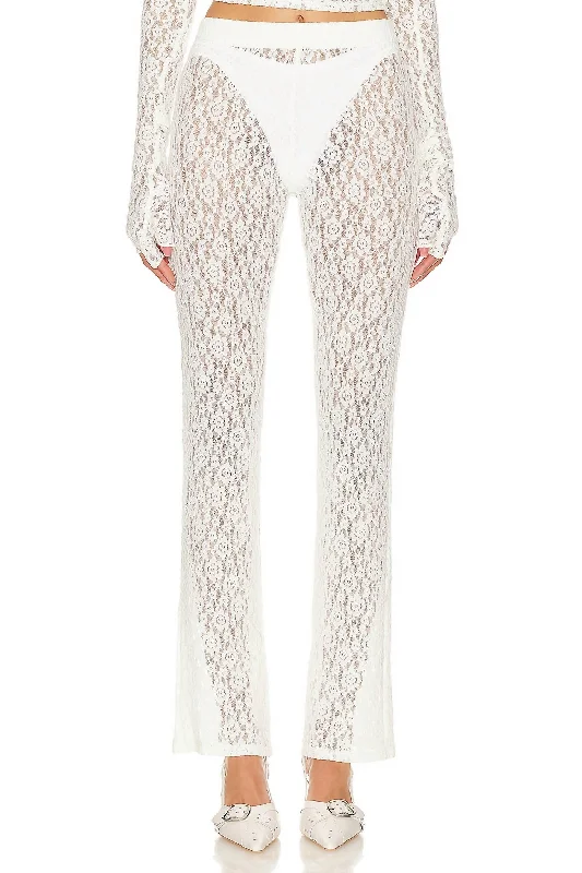 Sheer Lace Split Hem Legging In White Women's Evening Wear for Special Occasions