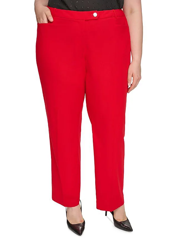 Womens Mid-Rise Office Straight Leg Pants Women's Outerwear Apparel