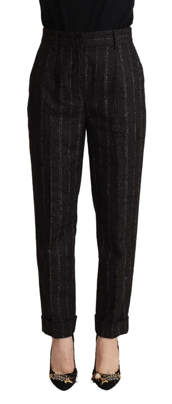 Dolce & Gabbana Elegant High-Waisted Striped Tape Women's Pants Fashion-Forward Women's Clothing