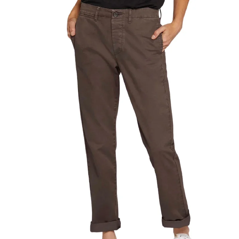 The Captain Trouser In Brown Gravel Modern Women's Attire