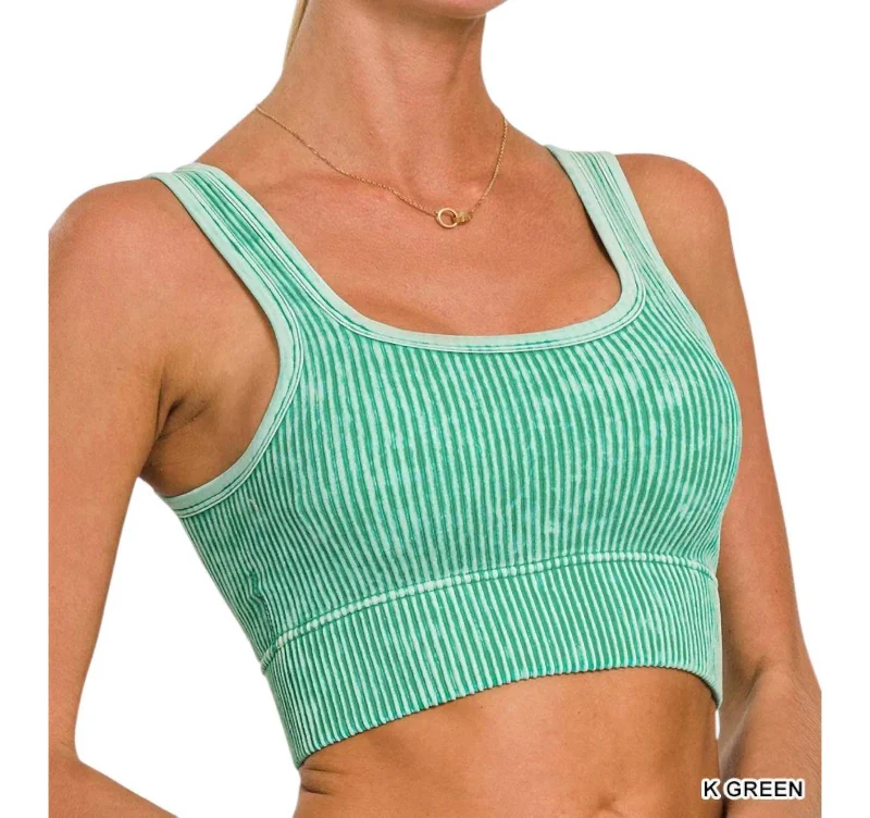 Vneck Reversible Ribbed Bralette In Green Women's Layered Outfit