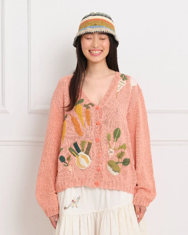 Twinsun Knit Cardigan - Pink Rooting For You Women's Comfortable Lounge Attire