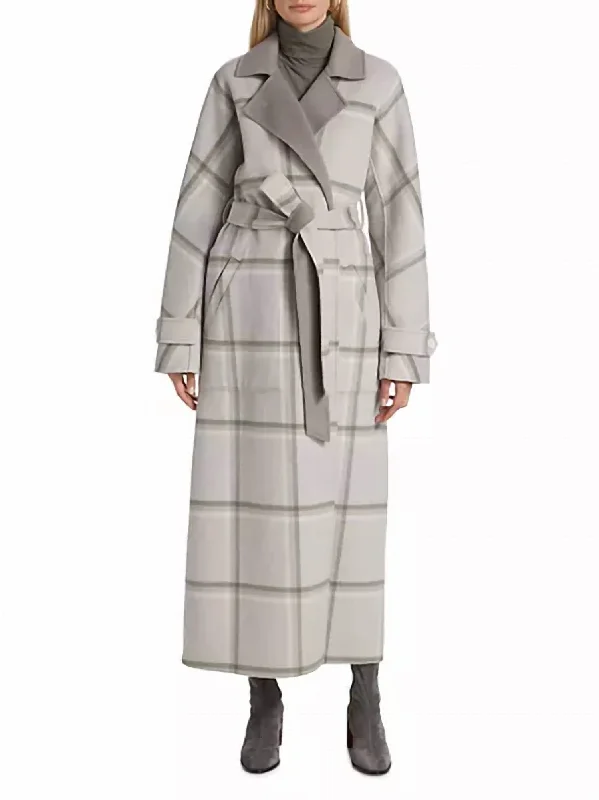 Leone Reversible Double Face Wool Coat In Grey/sage Women's Office Outfit