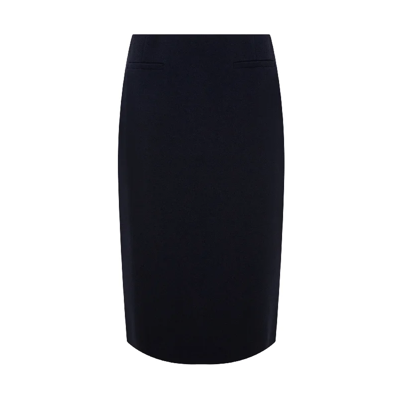 Navy Joan Tailored Wool Crepe Pencil Skirt Women's Clothes For The Office