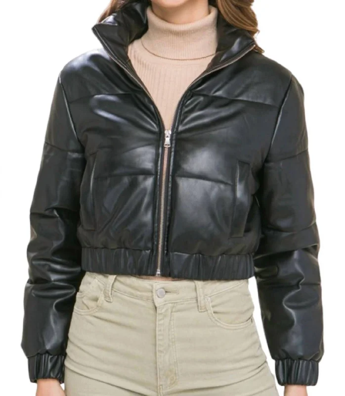 Cropped Puffer Jacket In Black Sales Clothes