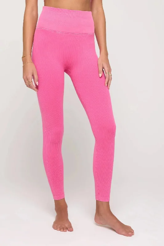 Power Moves Ribbed Leggings In Neon Pink Women's Outerwear for All Weather Conditions