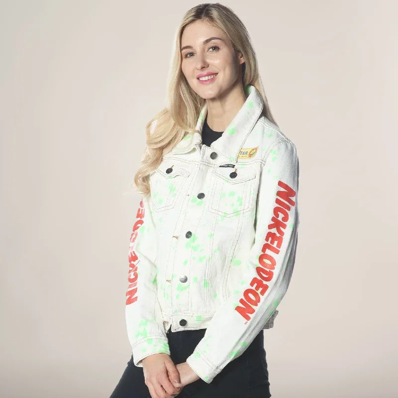 Women's White Denim Nickelodeon Trucker With Pai Jacket Women's Transitional Garments