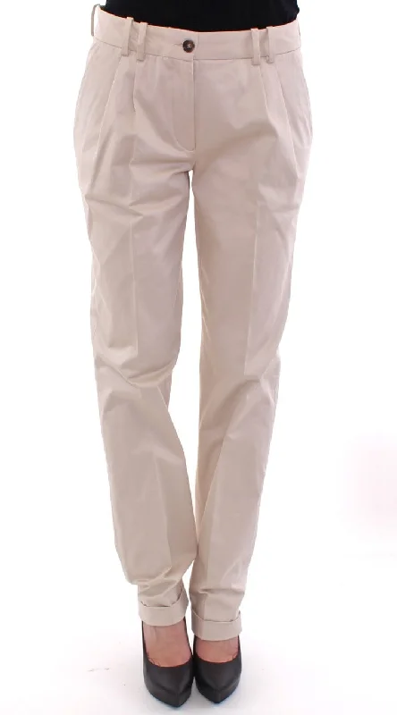 Dolce & Gabbana Elegant  Regular Fit Cotton Women's Pants Women's Stylish Professional Apparel