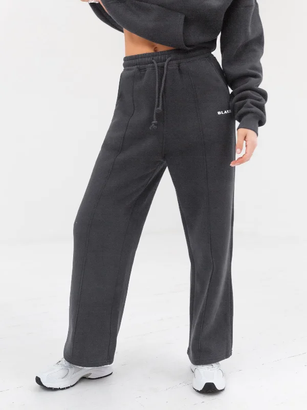 Everyday Wide Leg Sweatpants - Charcoal Women's Plus-Size Apparel