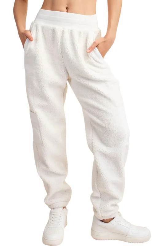 Micro Sherpa Pants In Ivory Women's Resort Garments