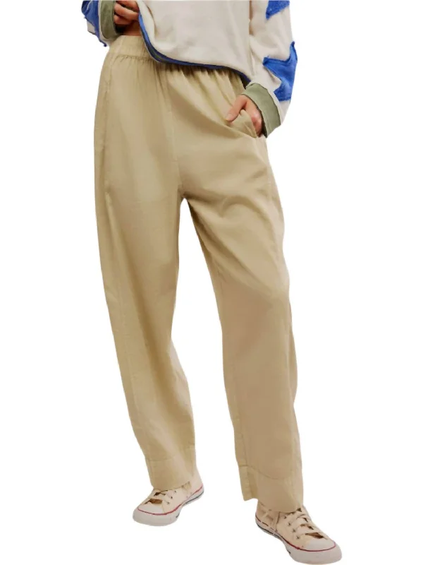 Preppy Poplin Pull-On Pants In Birch Women's Elegant Evening Attire