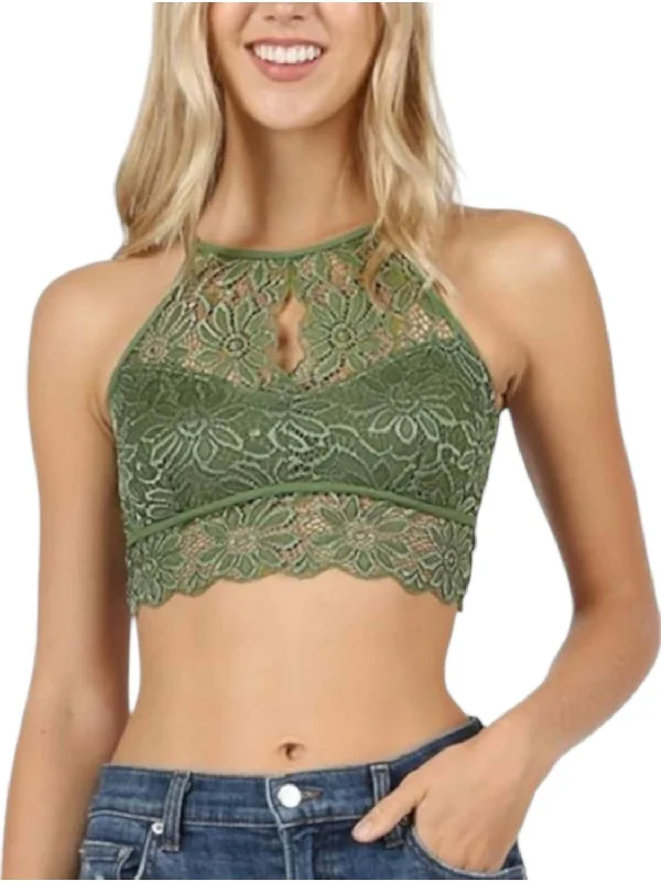 Lace Bralette In Olive Casual Women's Clothing Online