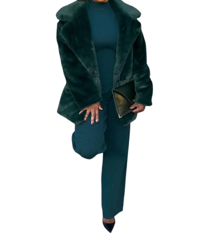 Vienna Faux Fur Coat In Green Best Online Boutiques