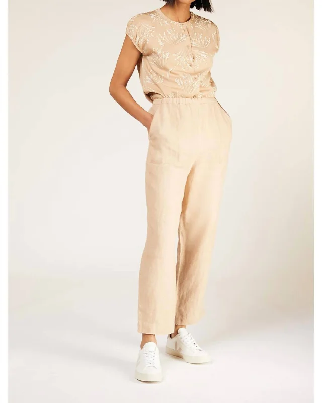 Lydia Linen Trousers In Stone Women's Formal Event Clothing