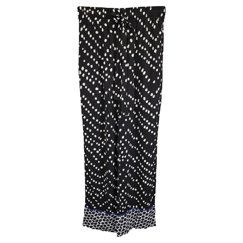 Diane Von Furstenberg Denise Printed Wide-Leg Pants in Black Viscose Sustainable Women's Clothing