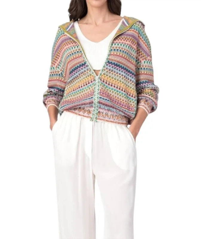 Striped Jacquard Jacket In White Clothes Women