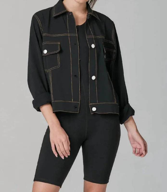 Jean In A Bottle Button Down Jacket In Black Trendy Boutiques Online