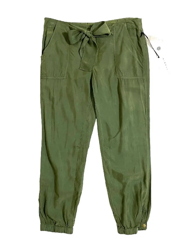 Women's Satin Waist Tapered Jogger Pants In Green Women's Holiday Attire