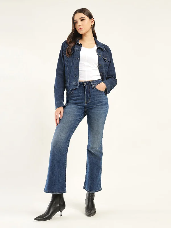 Women's High Rise 726 Flared Fit Blue Jeans Women's Luxury Garments