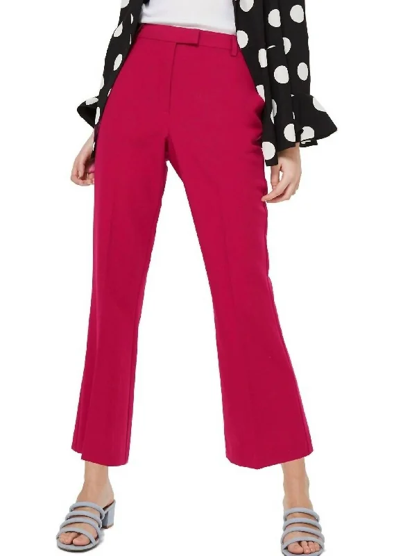 Slim Kick Flare Cropped Trousers In Magenta Minimalist Style