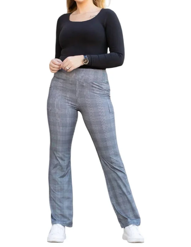 Felicity Plaid Bootcut Leggings In Grey Trendy Women's Outfits for Casual Wear