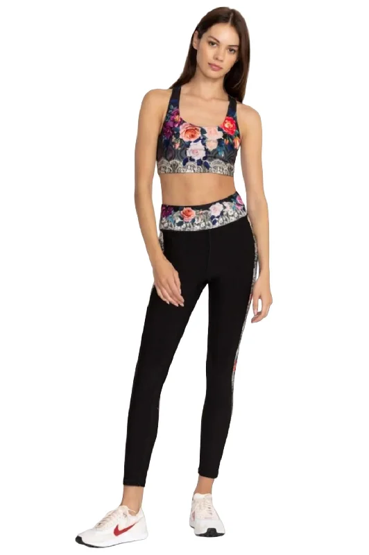 Rose Lace Bee Active Legging In Black Multi Women's High-Fashion Outfit