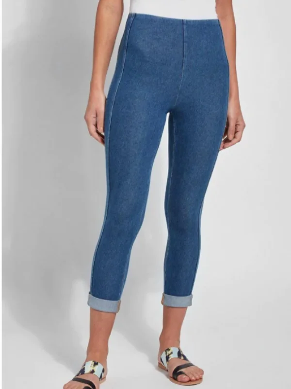 Venice Cuff Crop Legging In Denim Women's Tailored Outfit