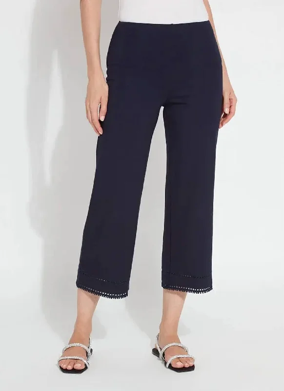 Wide Leg Ponte Pants In True  Navy Women's Clothing Sale