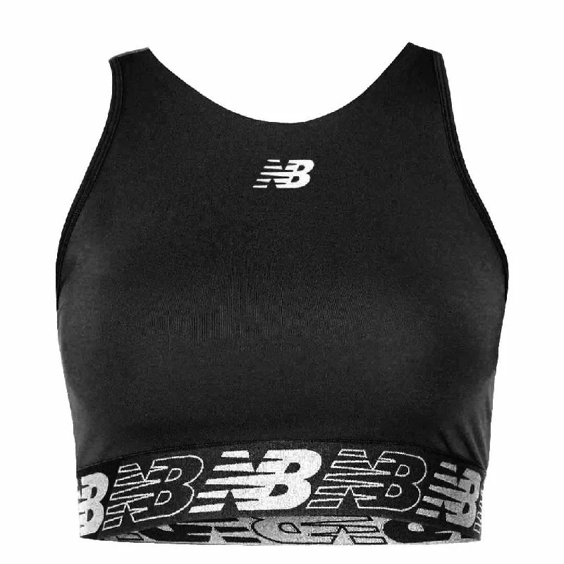 New Balance - Women's Relentless Crop Bra (WB31175 BK) Women's Loungewear Clothes