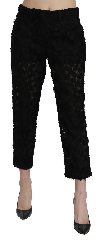 Dolce & Gabbana Elegant Straight Cropped Lace Women's Trousers Casual Wear