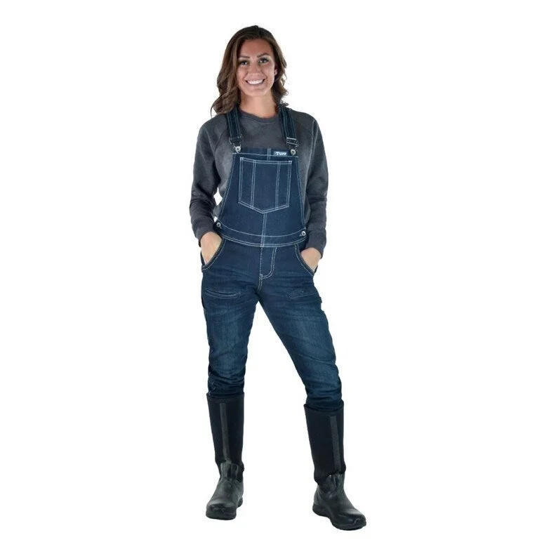 Cowgirl Tuff Western Overalls Womens Tuck Bib Dark Wash JTWBOG Women's Outerwear Attire